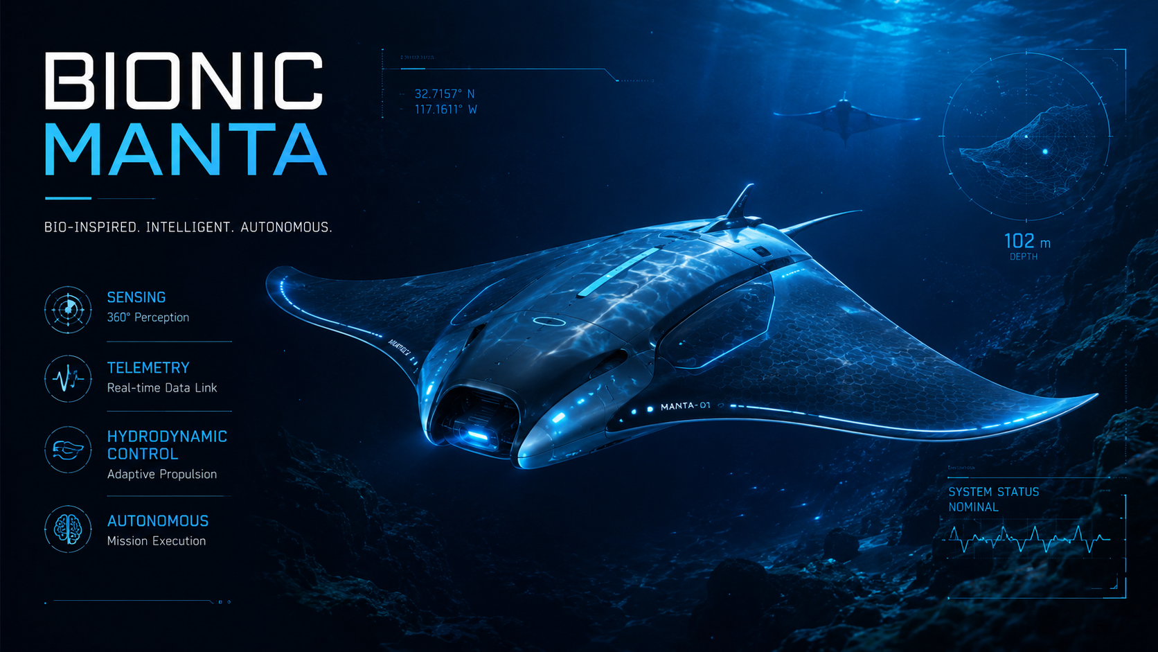 Bio-inspired underwater robotics concept visual